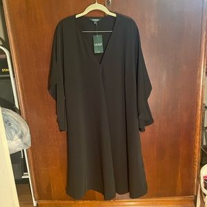 NWT Ralph Lauren dress black summer size 1X XL 16-18 sleeves funeral